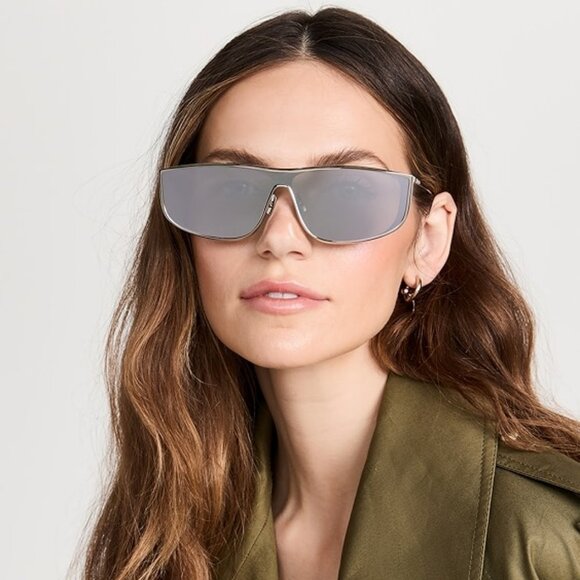 NEW SL605 LUNA 003 SAINT LAURENT SUNGLASSES SILVER UNISEX OVAL EYEWEAR - Picture 1 of 4
